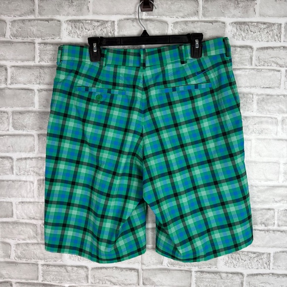 NIKE Golf Dri-Fit Core Vibrant Green Plaid Casual Golf Shorts Mens 36 x 11" Seam - Picture 2 of 8